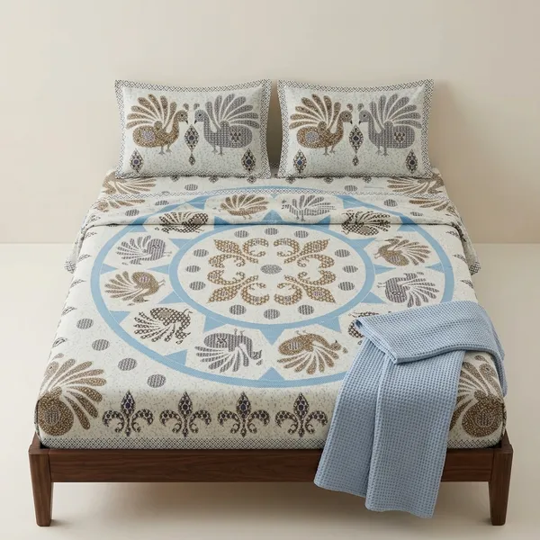 Multicolor_Cotton_Bedsheet_With_Pillow_Cover_For_Home