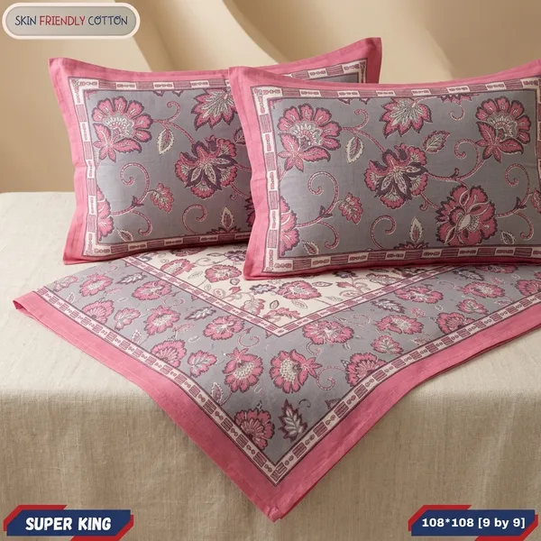 Multicolor_Cotton_Bedsheet_With_Pillow_Cover_For_Home