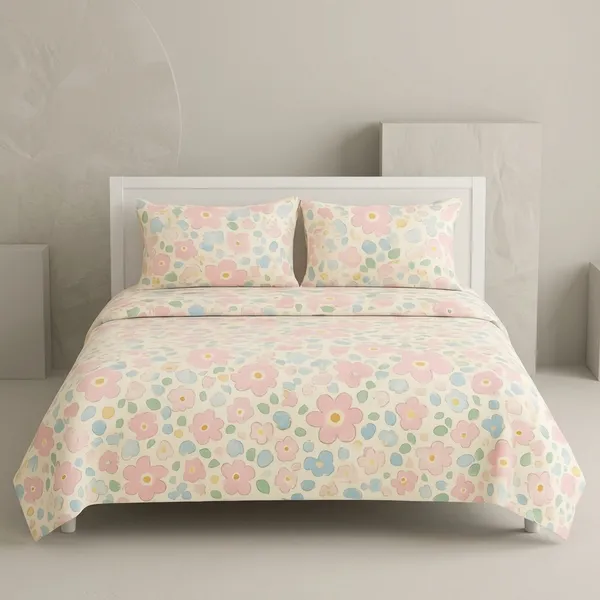 Multicolor_Cotton_Bedsheet_With_Pillow_Cover_For_Home