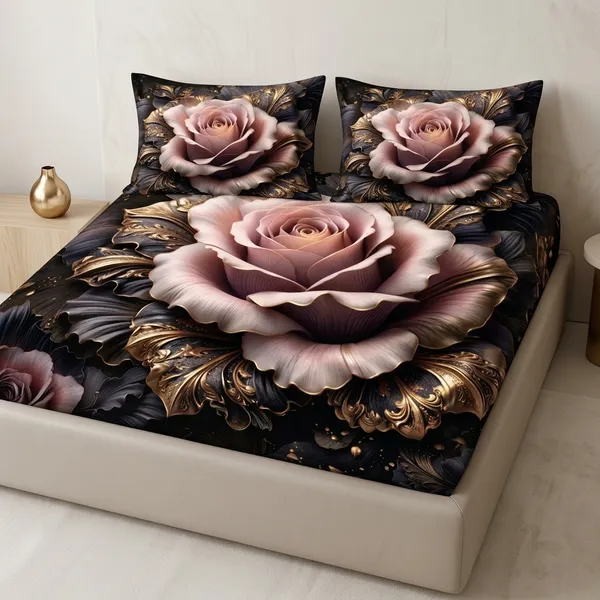 Multicolor_Glace_Cotton_Bedsheet_With_Pillow_Cover_For_Home
