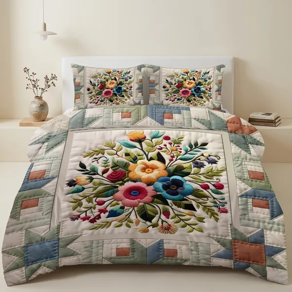 Multicolor_Glace_Cotton_Bedsheet_With_Pillow_Cover_For_Home