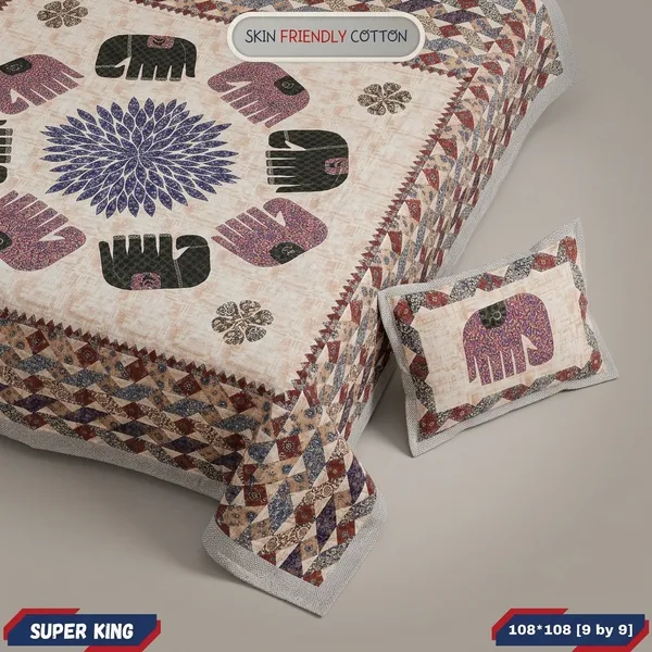 Multicolor_Cotton_Bedsheet_With_Pillow_Cover_For_Home