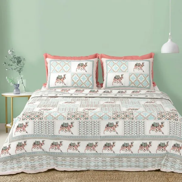Multicolor_Cotton_Bedsheet_With_Pillow_Cover_For_Home