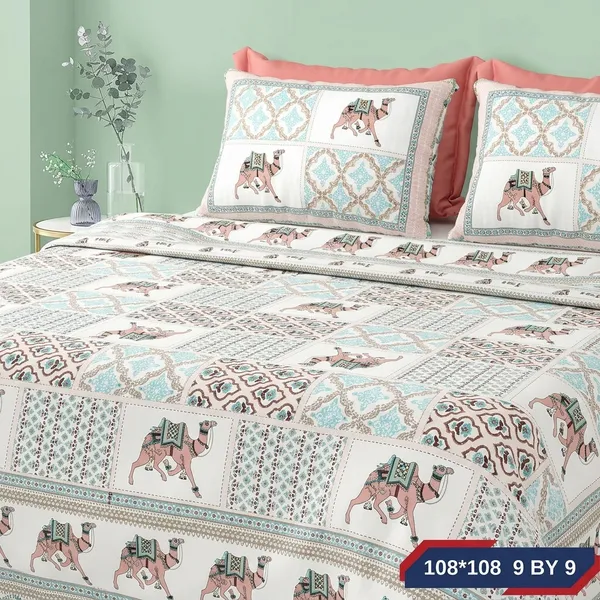Multicolor_Cotton_Bedsheet_With_Pillow_Cover_For_Home