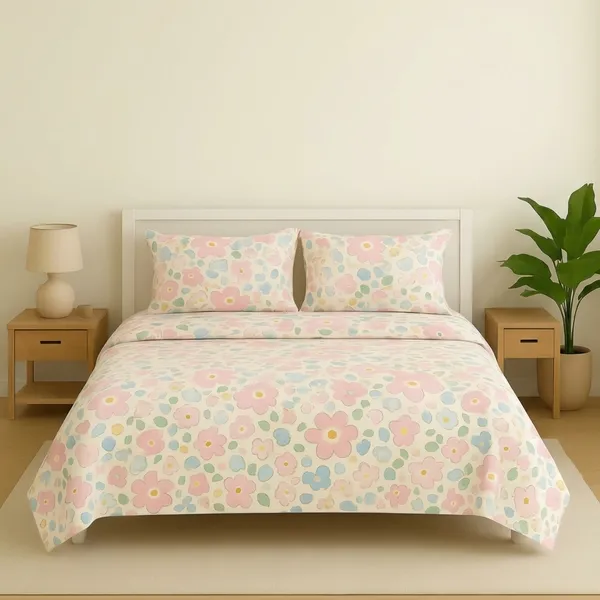 Multicolor_Cotton_Bedsheet_With_Pillow_Cover_For_Home