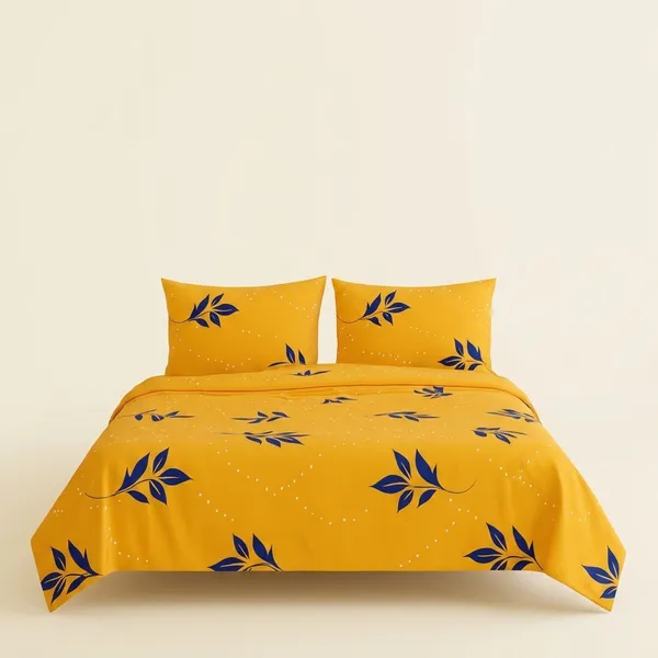 Yellow_&_Black_Cotton_Bedsheet_With_Pillow_Cover_For_Home
