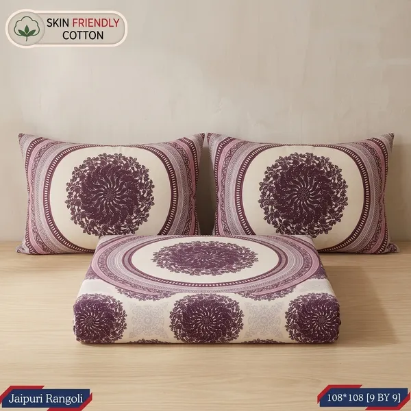 Multicolor_Cotton_Bedsheet_With_Pillow_Cover_For_Home