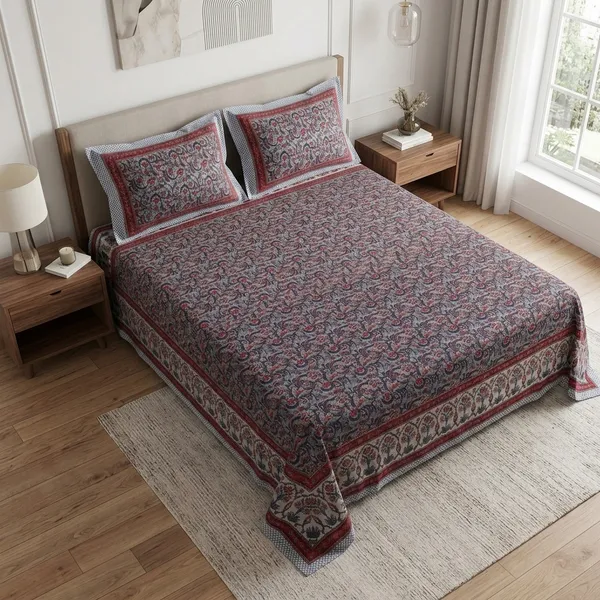 Multicolor_Cotton_Bedsheet_With_Pillow_Cover_For_Home