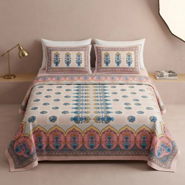 Multicolor_Cotton_Bedsheet_With_Pillow_Cover_For_Home