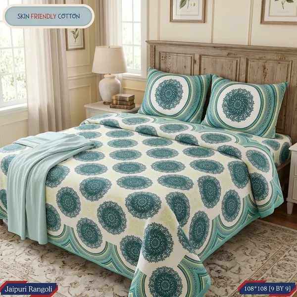 Multicolor_Cotton_Bedsheet_With_Pillow_Cover_For_Home