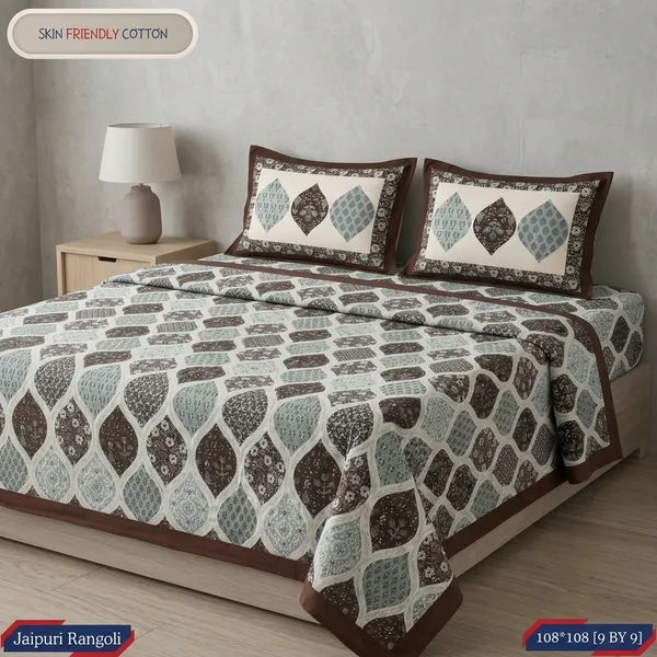 Multicolor_Cotton_Bedsheet_With_Pillow_Cover_For_Home