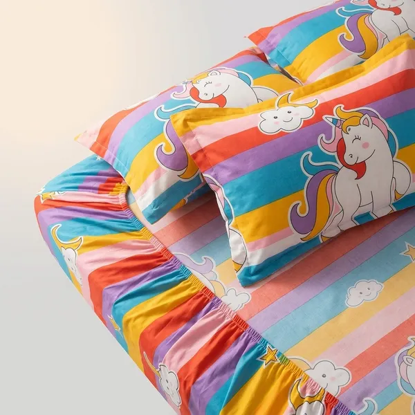 Multicolor_Cotton_Bedsheet_With_Pillow_Cover_For_Home