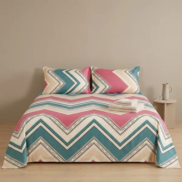 Multicolor_Cotton_Bedsheet_With_Pillow_Cover_For_Home