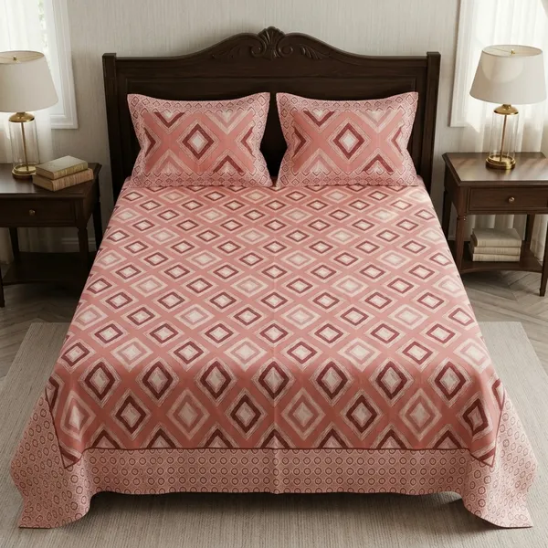 Multicolor_Cotton_Bedsheet_With_Pillow_Cover_For_Home