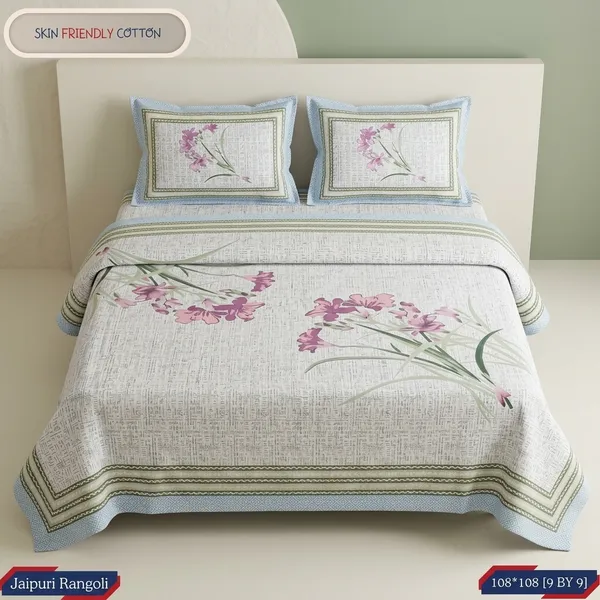 Multicolor_Cotton_Bedsheet_With_Pillow_Cover_For_Home