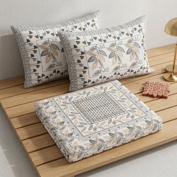 Multicolor_Cotton_Bedsheet_With_Pillow_Cover_For_Home