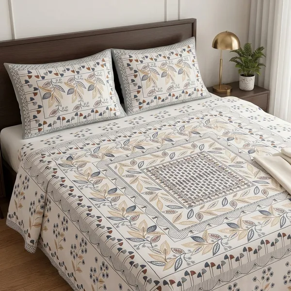 Multicolor_Cotton_Bedsheet_With_Pillow_Cover_For_Home