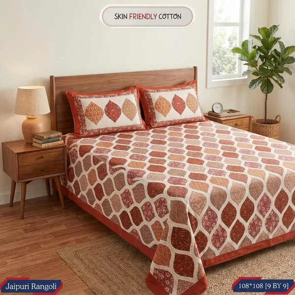 Multicolor_Cotton_Bedsheet_With_Pillow_Cover_For_Home