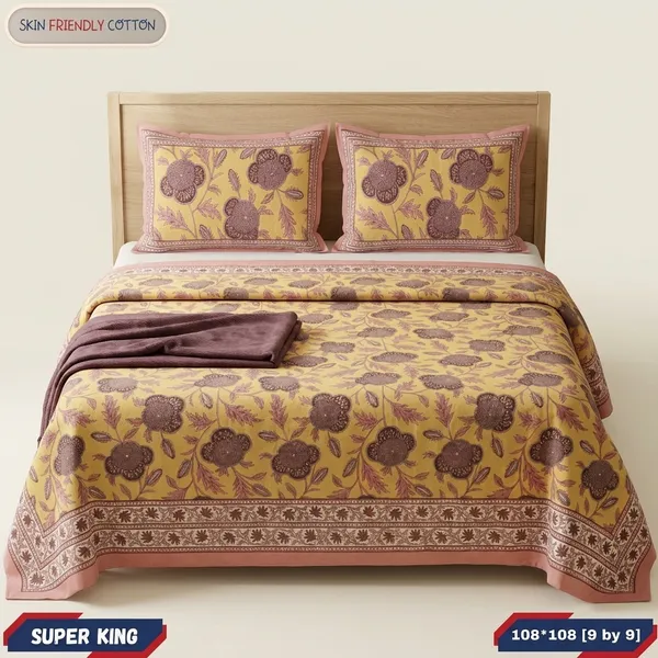 Multicolor_Cotton_Bedsheet_With_Pillow_Cover_For_Home