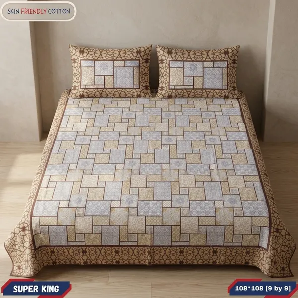 Multicolor_Cotton_Bedsheet_With_Pillow_Cover_For_Home