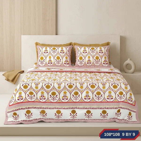 Multicolor_Cotton_Bedsheet_With_Pillow_Cover_For_Home