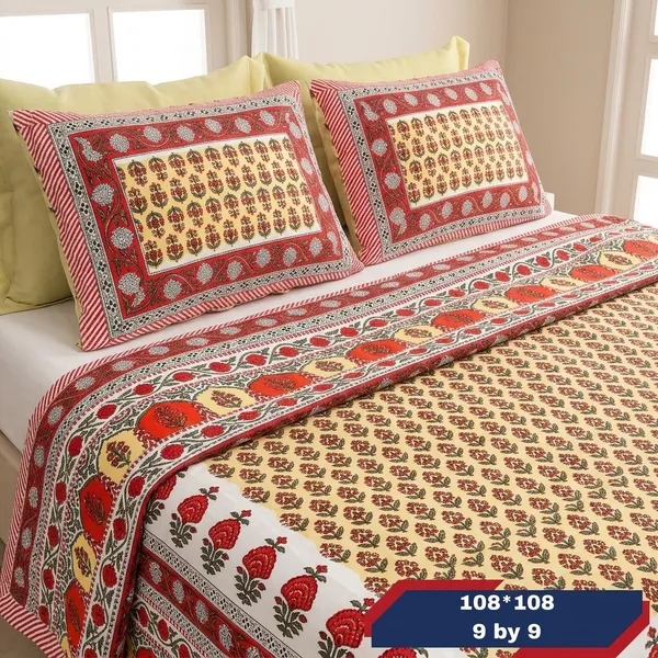 Multicolor_Cotton_Bedsheet_With_Pillow_Cover_For_Home