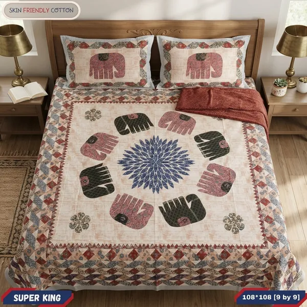 Multicolor_Cotton_Bedsheet_With_Pillow_Cover_For_Home