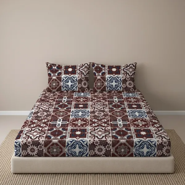 Multicolor_Cotton_Bedsheet_With_Pillow_Cover_For_Home