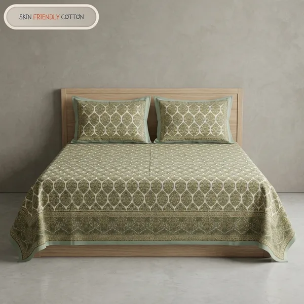 Multicolor_Cotton_Bedsheet_With_Pillow_Cover_For_Home