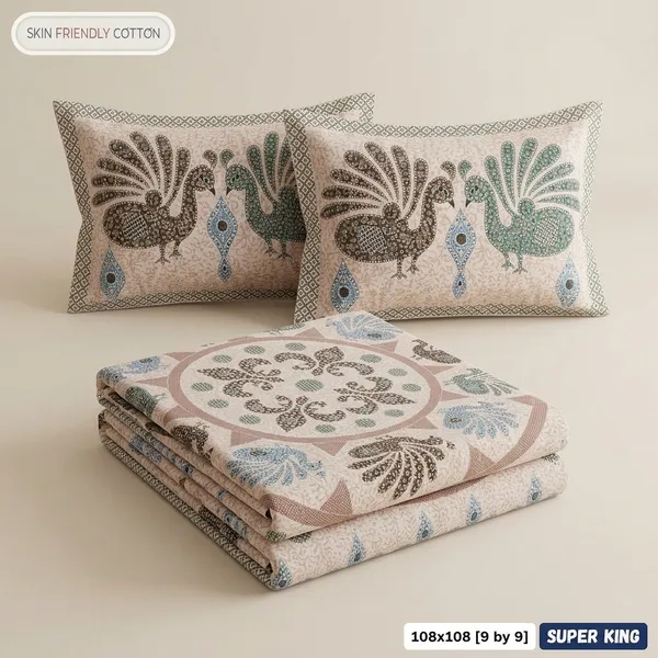 Multicolor_Cotton_Bedsheet_With_Pillow_Cover_For_Home