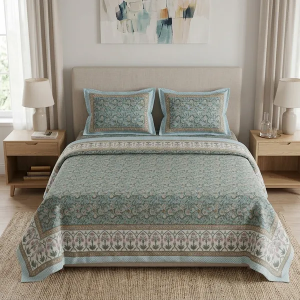 Multicolor_Cotton_Bedsheet_With_Pillow_Cover_For_Home
