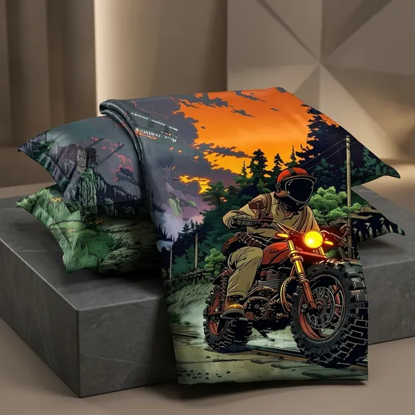 Multicolor_Glace_Cotton_Bedsheet_With_Pillow_Cover_For_Home
