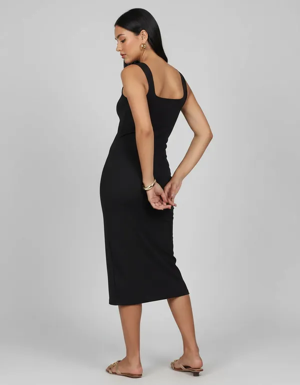 Black_Cotton_Rib_Knit_Sleeveless_Midi_Dress_For_Women