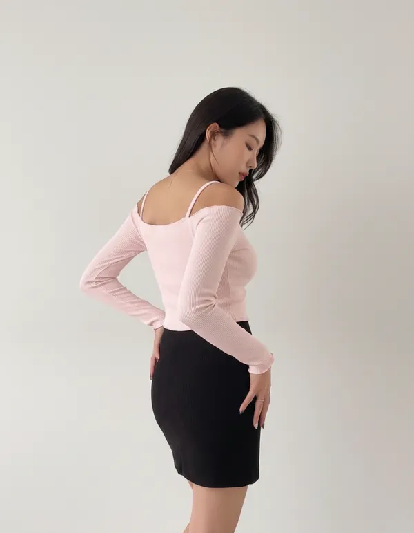 Light_Peach_Cotton_Rib_Knit_Fitted_Off-Shoulder_Top_For_Women