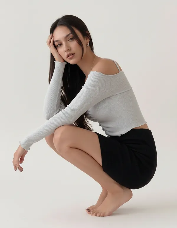 Grey_Cotton_Rib_Knit_Fitted_Off-Shoulder_Top_For_Women