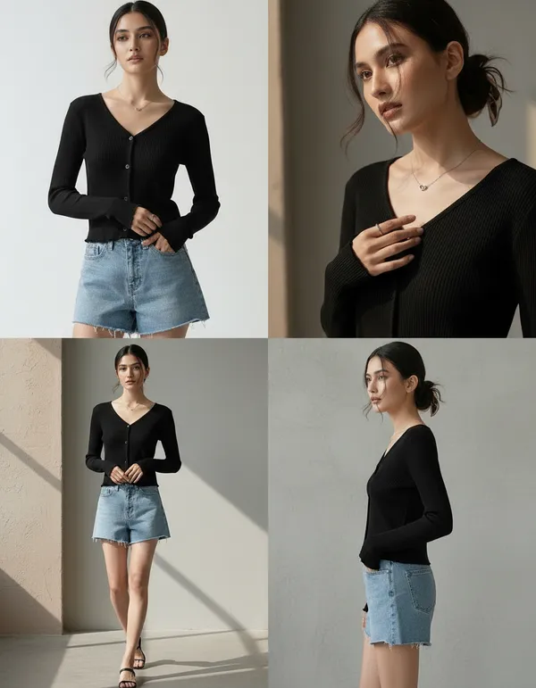 Black_Cotton_Rib_Knit_V-Neck_Ribbed_Top_For_Women