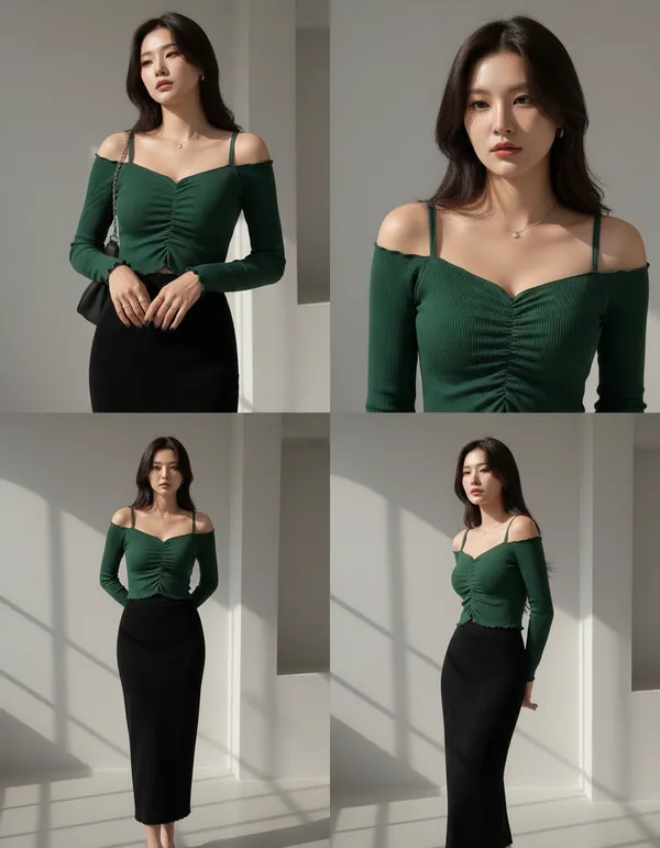 Bottle_Green_Cotton_Rib_Knit_Fitted_Off-Shoulder_Top_For_Women