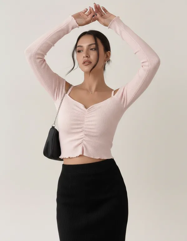 Light_Peach_Cotton_Rib_Knit_Fitted_Off-Shoulder_Top_For_Women