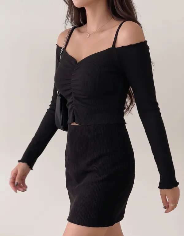 Black_Cotton_Rib_Knit_Fitted_Off-Shoulder_Top_For_Women