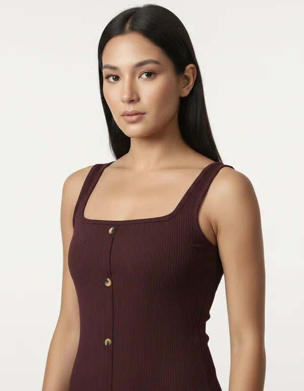 Wine_Cotton_Rib_Knit_Sleeveless_Midi_Dress_For_Women