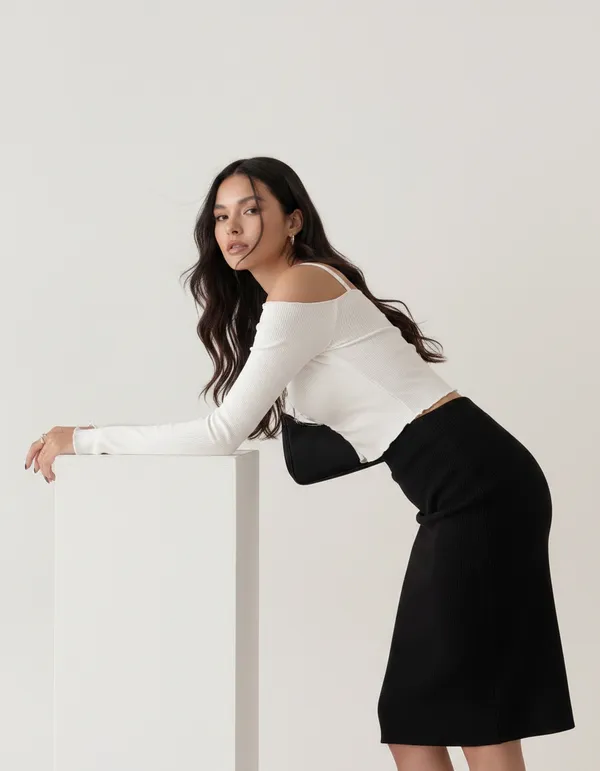White_Cotton_Rib_Knit_Fitted_Off-Shoulder_Top_For_Women