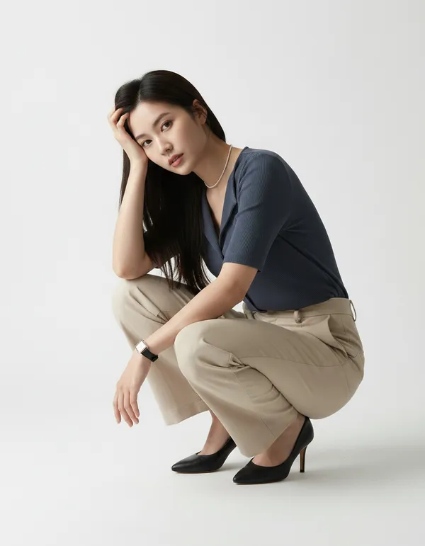 Dark_Grey_Cotton_Rib_Knit_Half_Sleeve_Polo_Top_For_Women