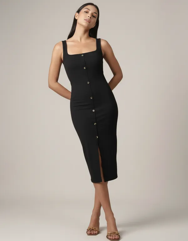 Black_Cotton_Rib_Knit_Sleeveless_Midi_Dress_For_Women