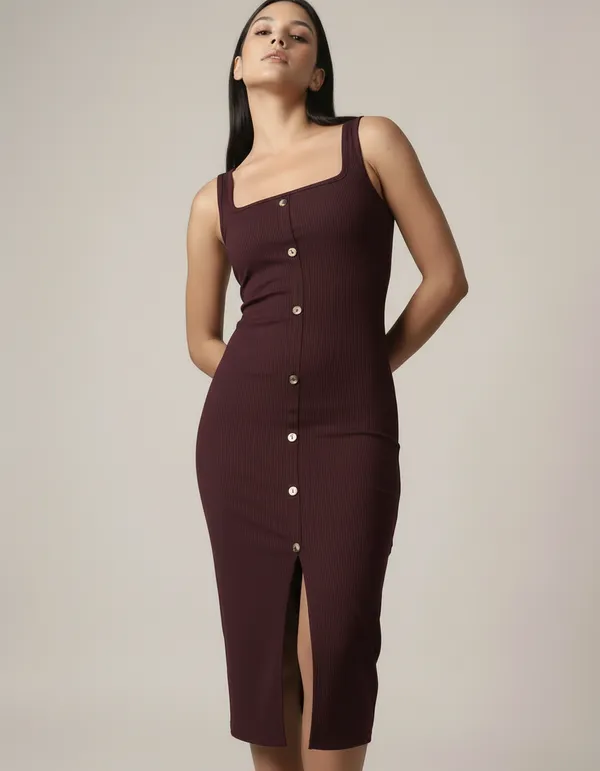 Wine_Cotton_Rib_Knit_Sleeveless_Midi_Dress_For_Women