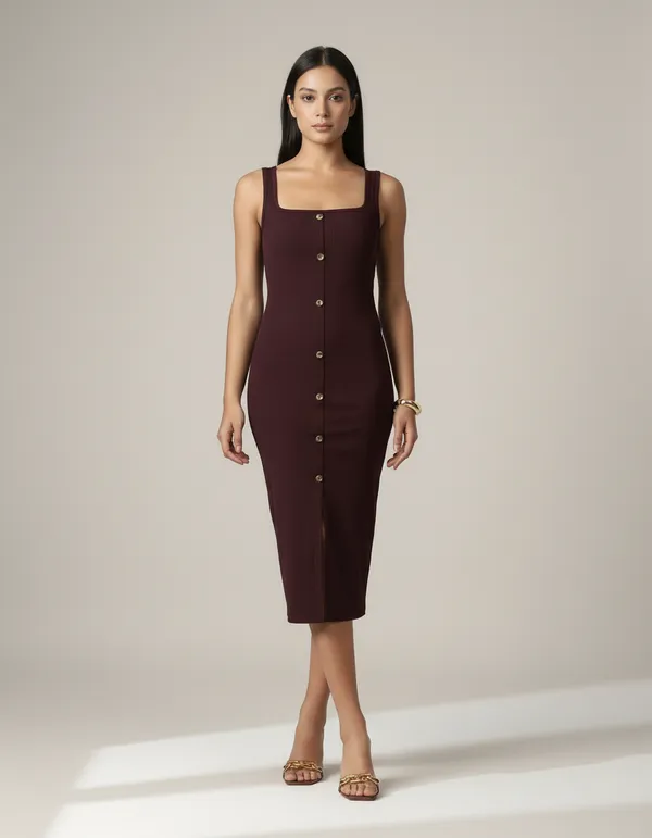 Wine_Cotton_Rib_Knit_Sleeveless_Midi_Dress_For_Women
