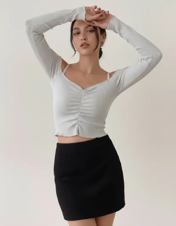 Grey_Cotton_Rib_Knit_Fitted_Off-Shoulder_Top_For_Women
