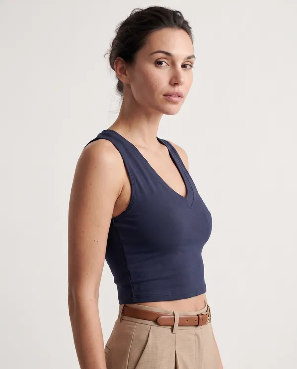 Women’s_Navy_Blue_Sleeveless_V-Neck_Fitted_Crop_Top