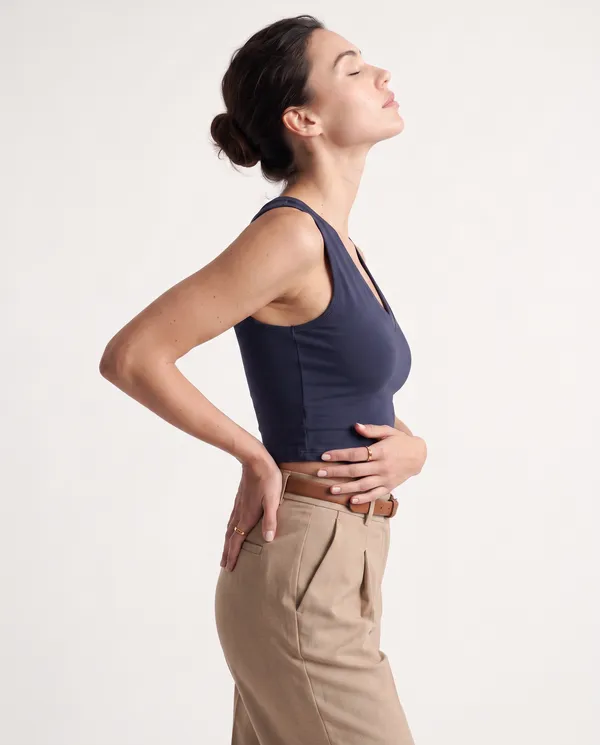 Women’s_Navy_Blue_Sleeveless_V-Neck_Fitted_Crop_Top