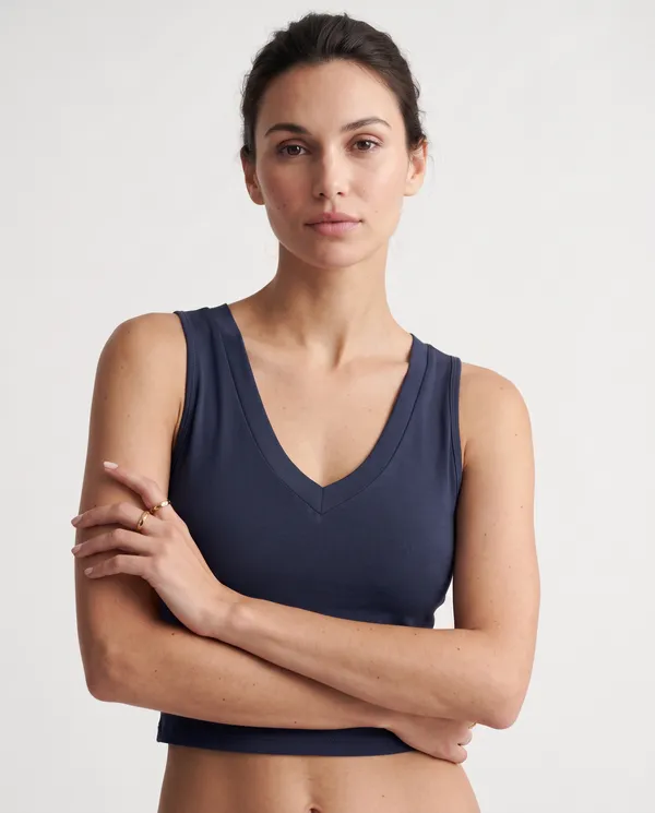 Women’s_Navy_Blue_Sleeveless_V-Neck_Fitted_Crop_Top