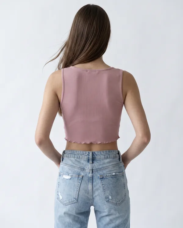 Women’s_Pink_Ribbed_Square_Neck_Crop_Top_with_Lettuce-Edge_Hem